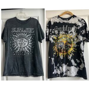 Bundle of (2) Sublime Graphic Band Tees Sz M Grunge